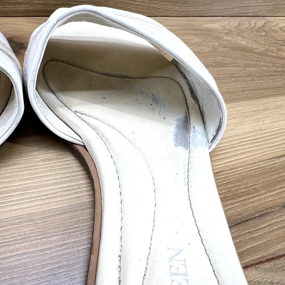 Alexander Mcqueen Slide Sandals 10 EU 40 White Beige Neutrals Leather Square Toe
